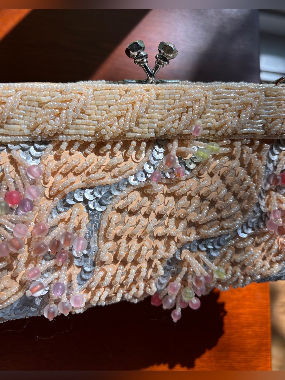 Vintage Beaded Evening Bag Clutch Purse Multi Color Sequins - Picture 14 of 17